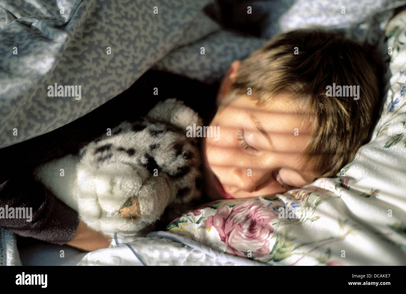 Child sleeping with stuffed animal Stock Photo Alamy