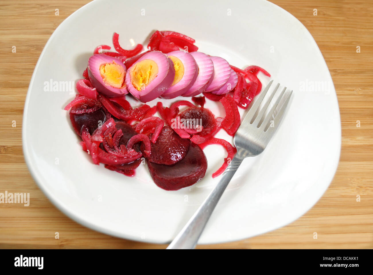 Pickled Beets with Sliced Egg & Onions Stock Photo Alamy