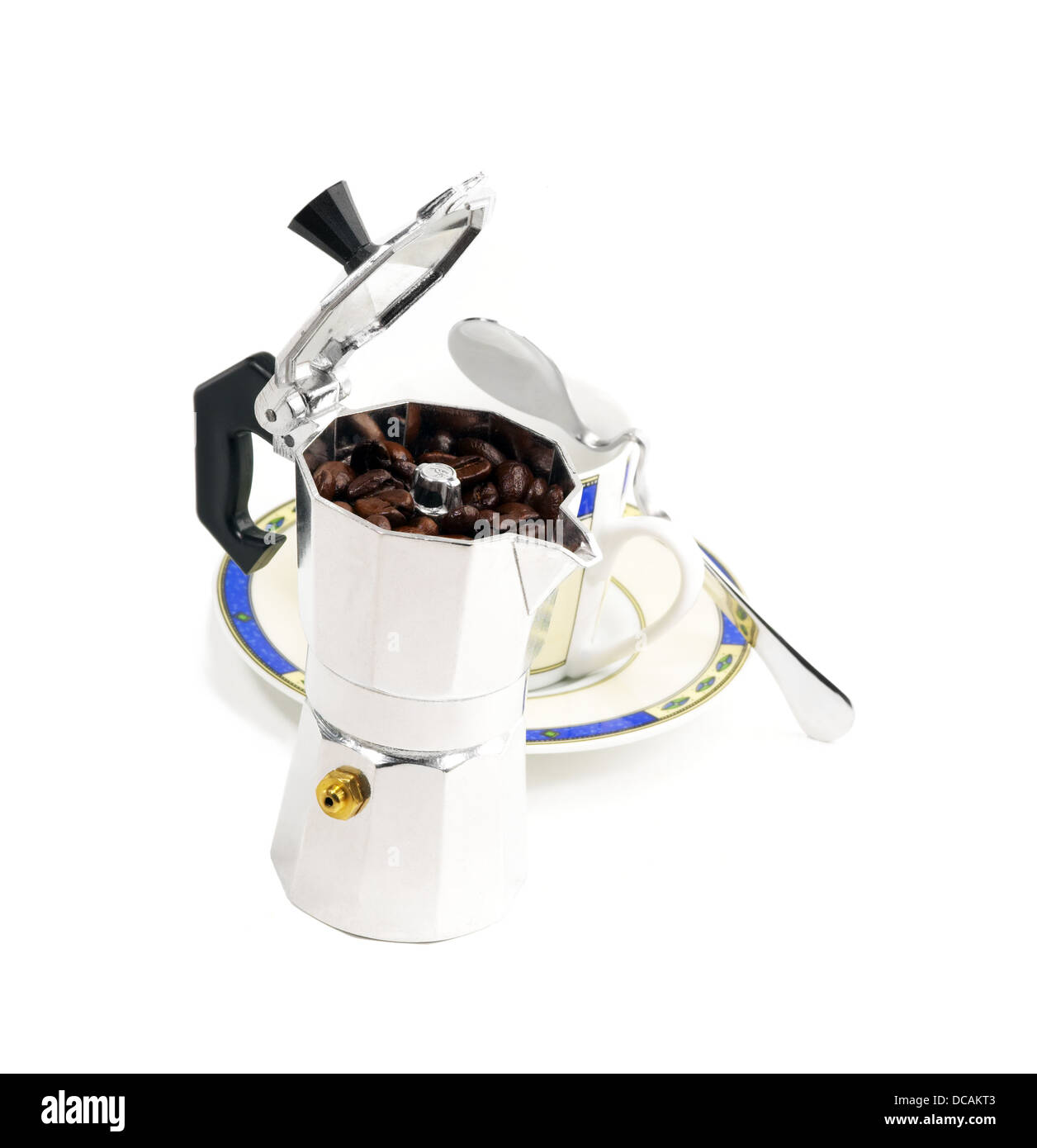 Mocha Coffee Machine And Cup Stock Photo Alamy