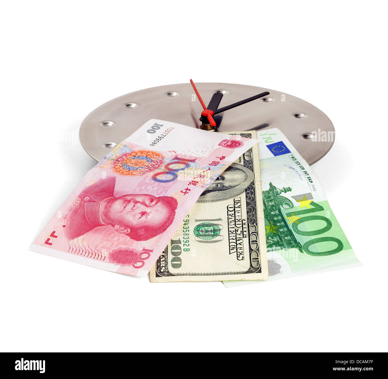 currency on a clock Stock Photo