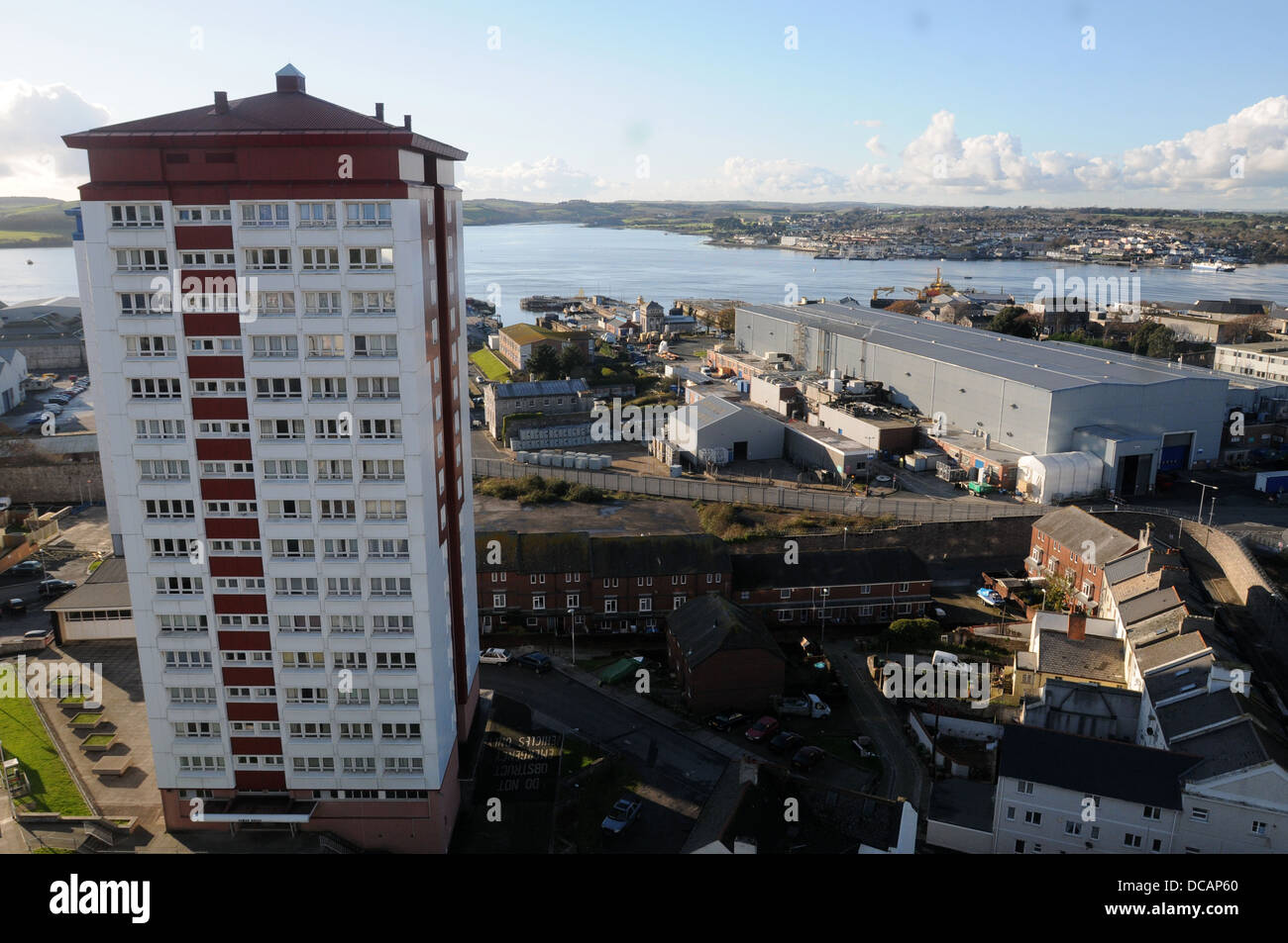 Tower block of flats in Devonport ,Plymouth Stock Photo Alamy