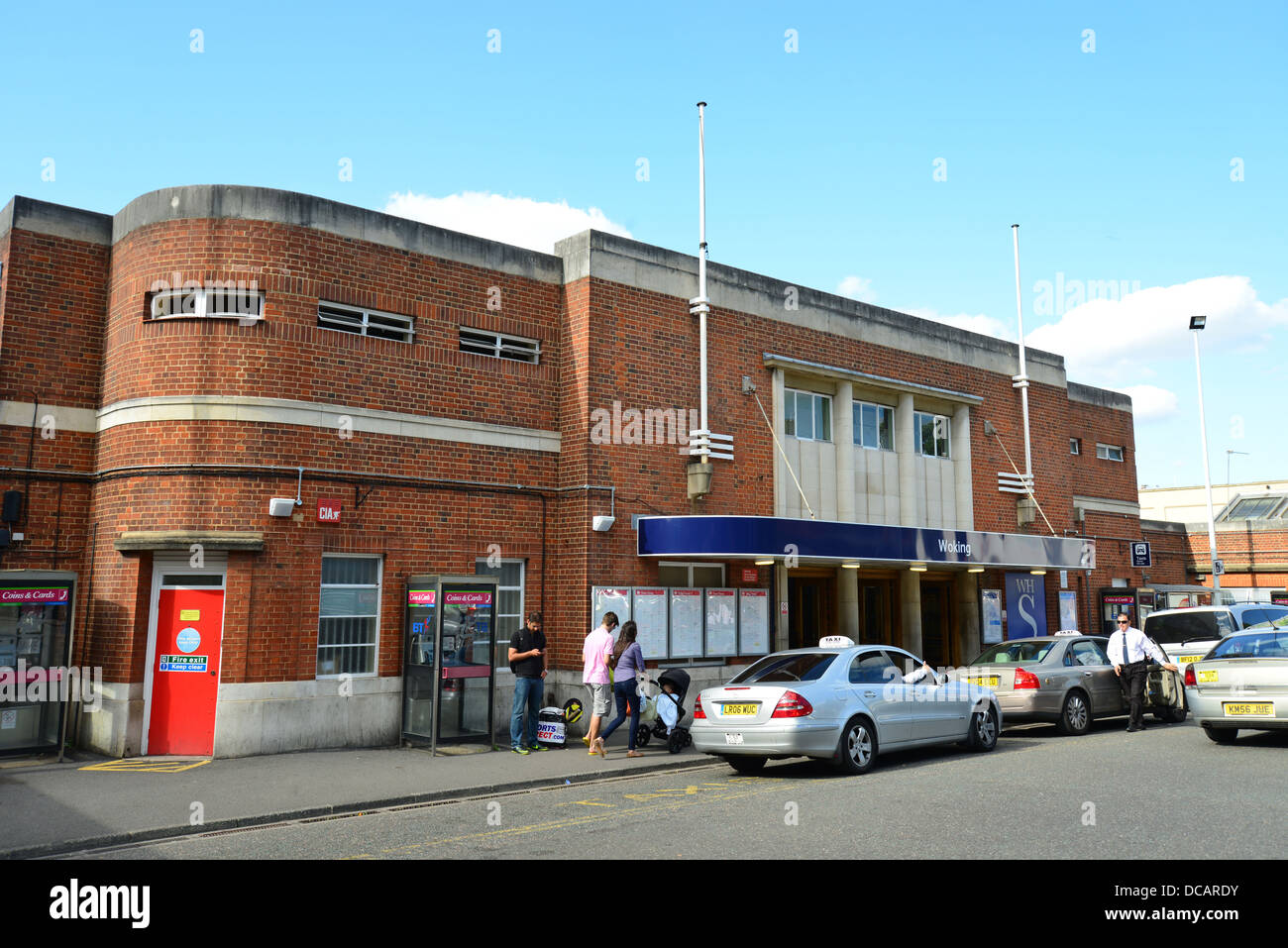 Art deco frontage of Woking Railway Station, Woking, Surrey, England, United Kingdom Stock Photo