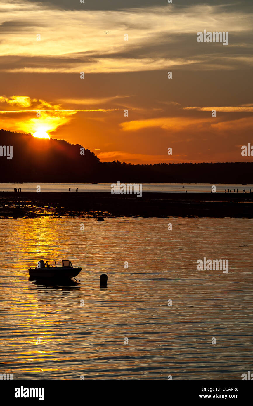 Summer sunset over Frenchman Bay in Bar Harbor Stock Photo