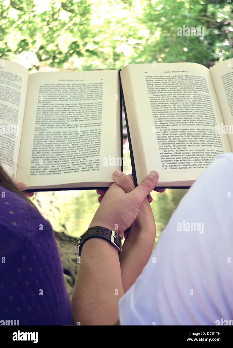 Reading, Book, Couple, Stock Photo