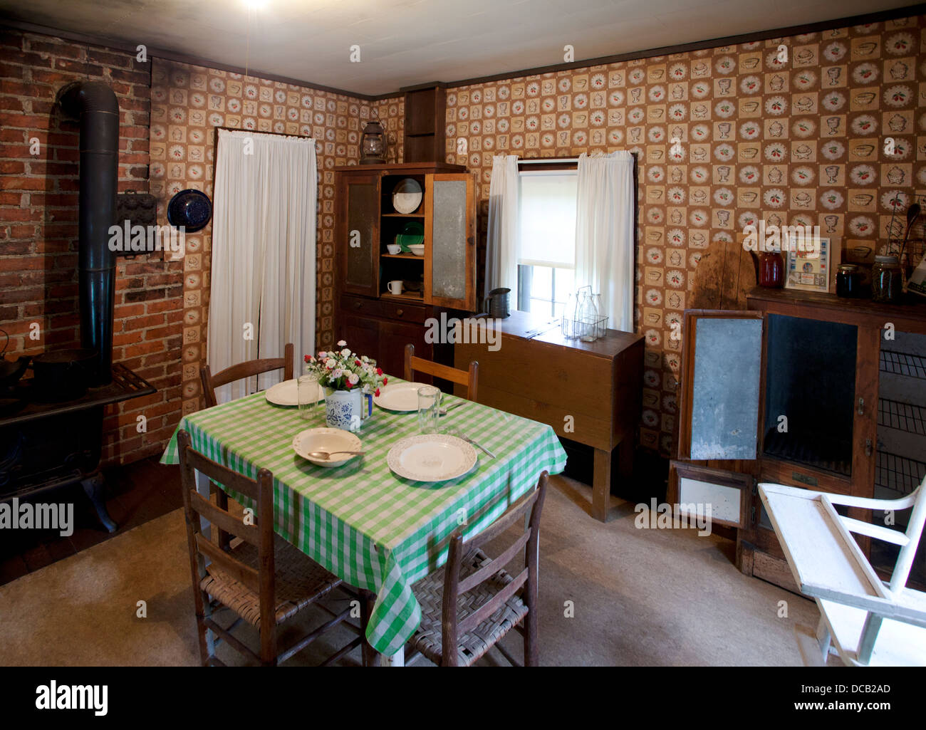 Kitchen in the two roomed shack where Elvis Presley was born and where ...