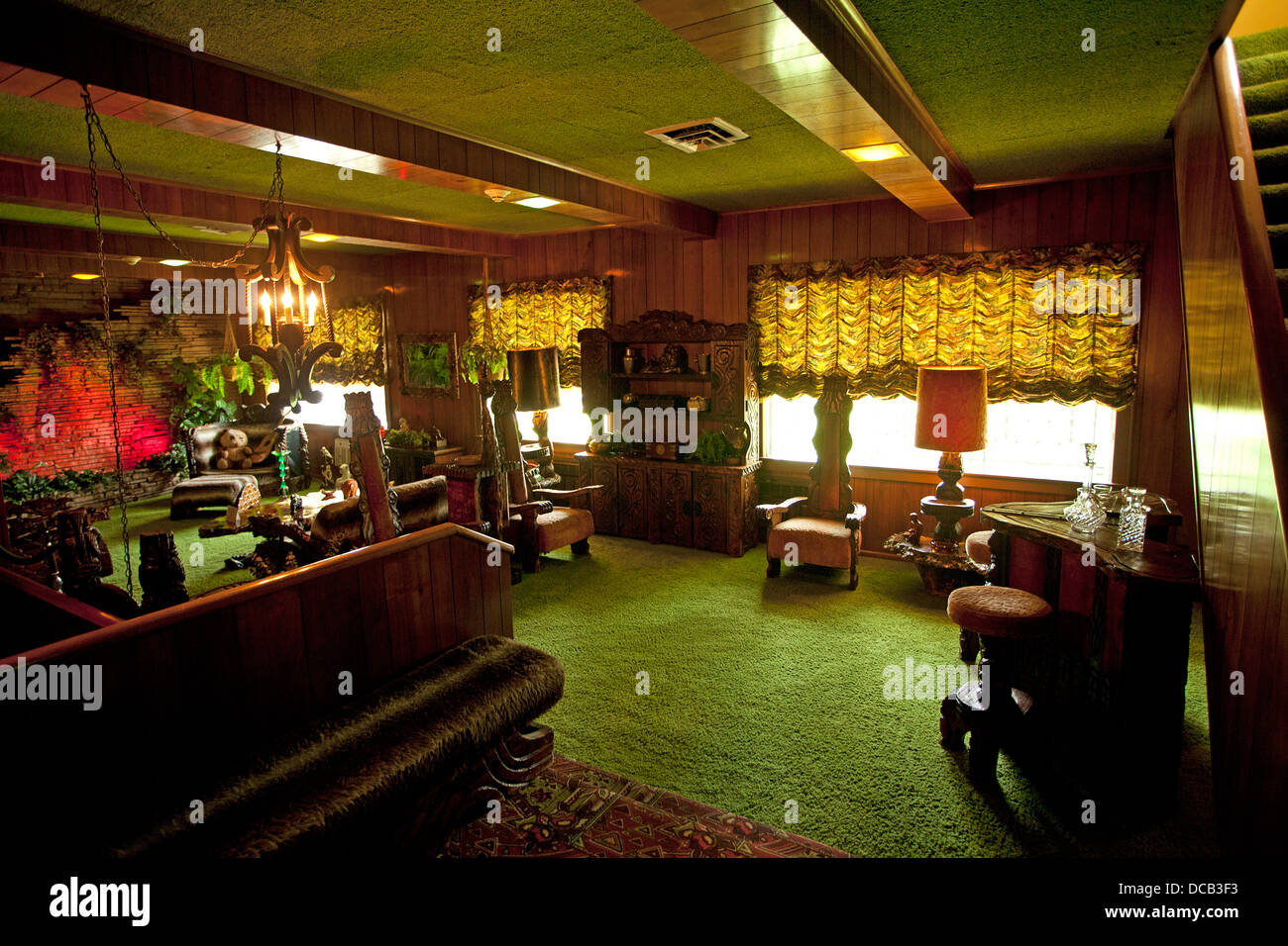 The Jungle Room at Graceland the home of Elvis Presley in Memphis Tennessee USA Stock Photo