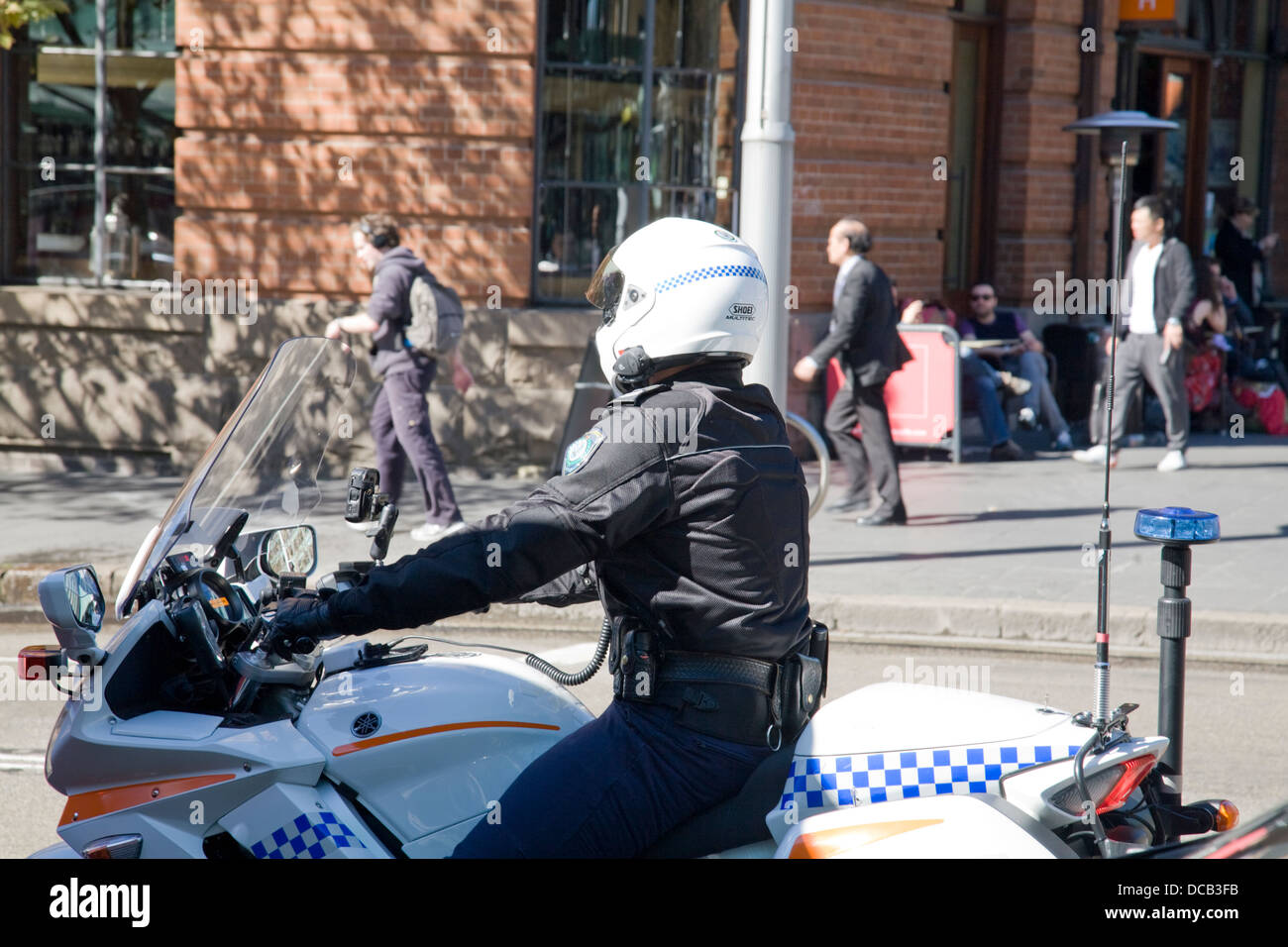 australian policeman on a motorcycle in lee street,chippendale,sydney,australia Stock Photo