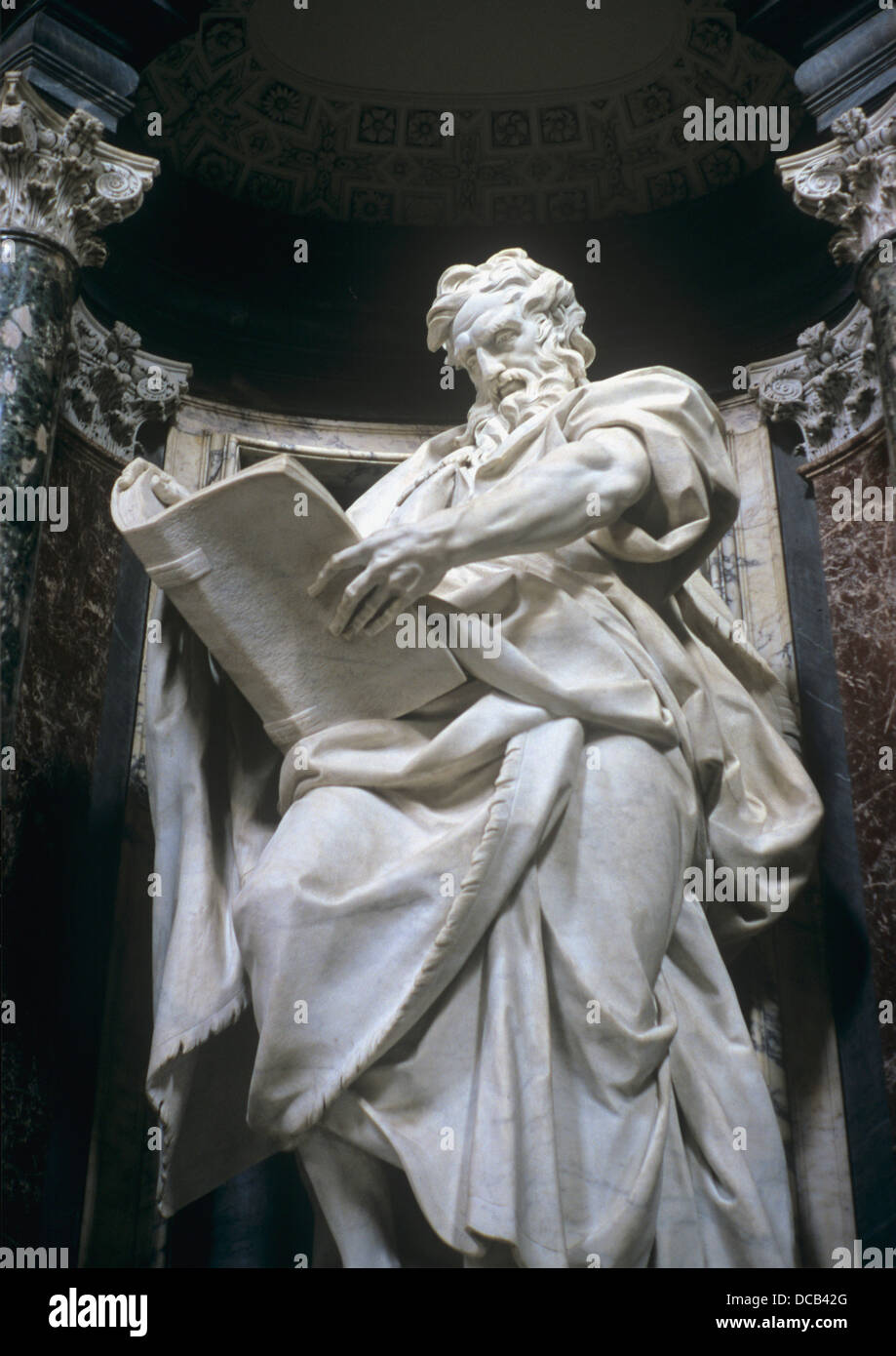 Rome, sculpture of St. Matthew by sculptor Camillo Rusconi (1703) in the Basilica San Giovanni-in-Laterano Stock Photo