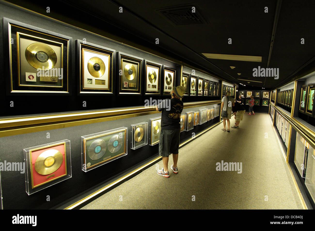 Gold records on display in the trophy room at Graceland the home of Elvis Presley in Memphis Tennessee USA Stock Photo