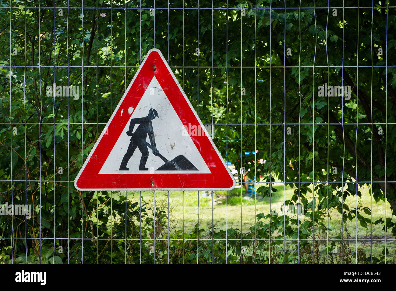 Men at Work Safety Sign Stock Photo