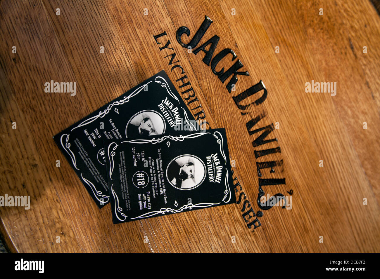 Wooden barrel of Jack Daniel's Whiskey and distillery tour tickets at