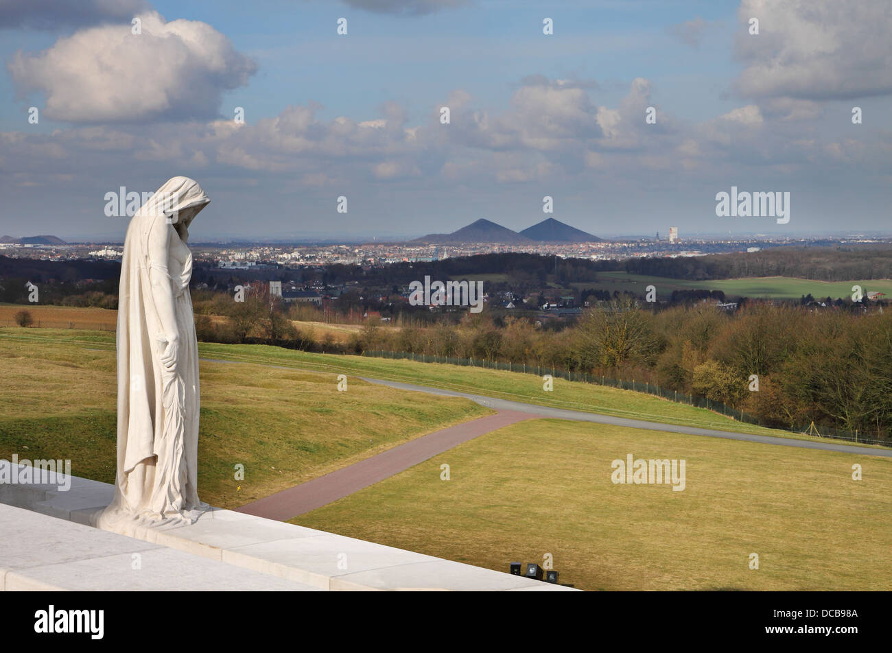 Stone statue on the Vimy Ridge Canadian World War One War Memorial