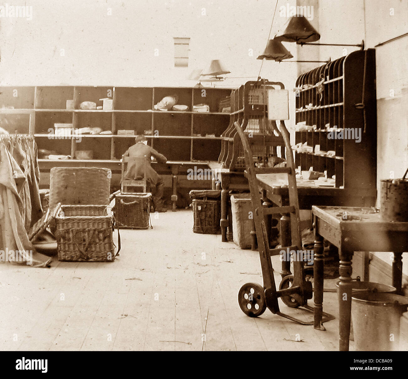 Post Office Parcel Sorting Room Victorian period Stock Photo Alamy