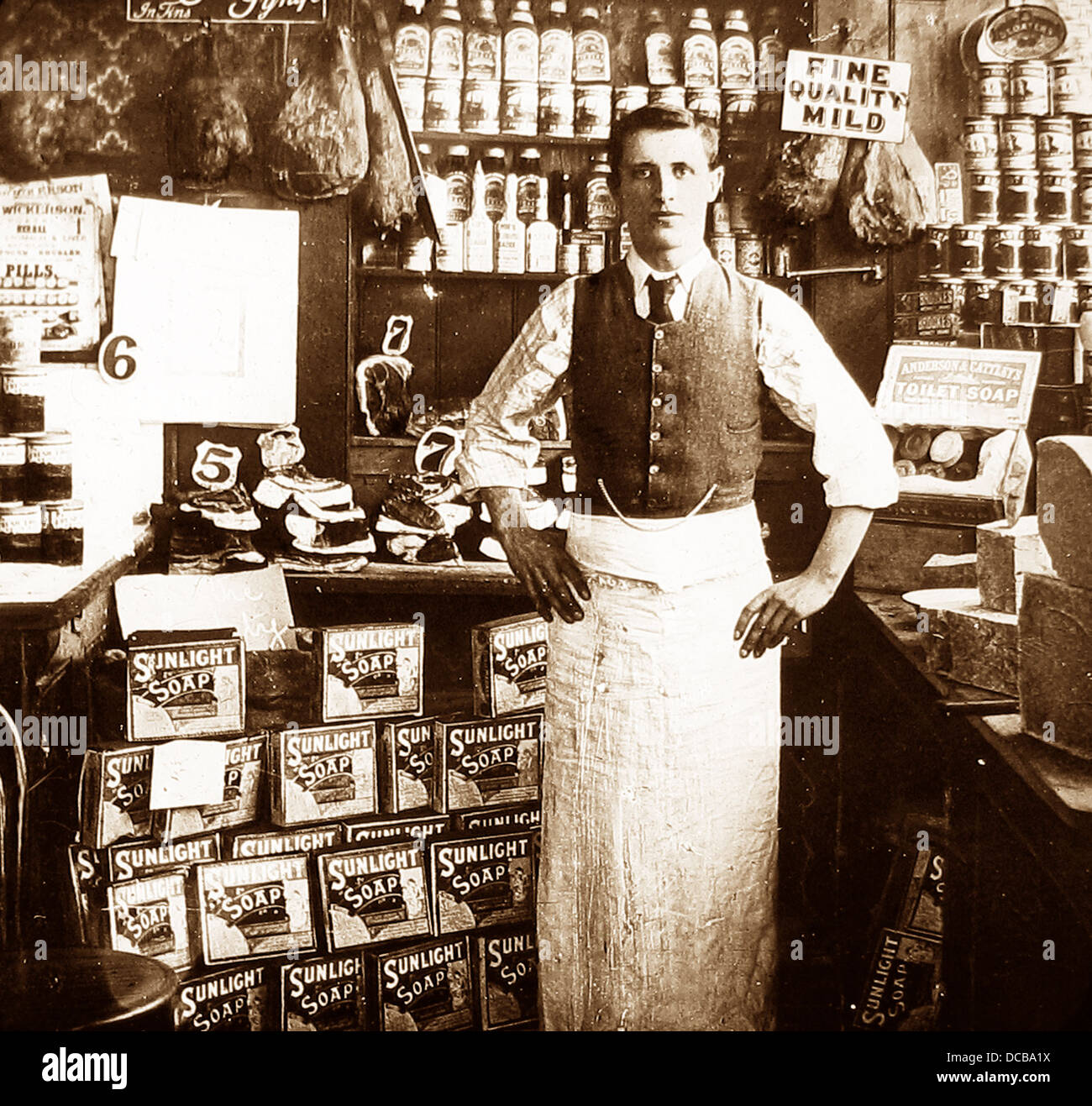 Grocer's Shop early 1900s Stock Photo