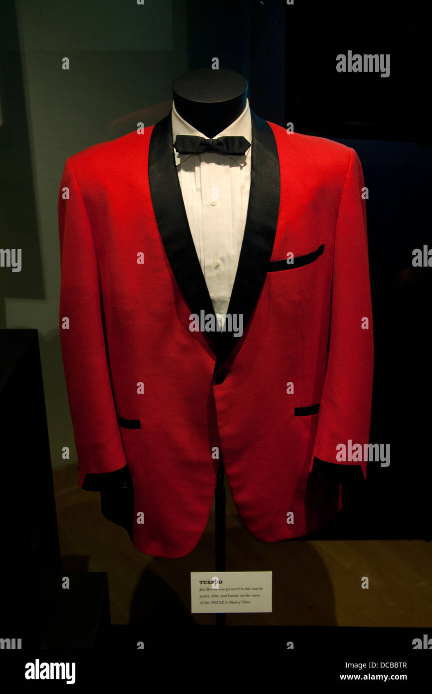 Red Tuxedo worn by Jim Reeves on display at the Country Music Hall of Fame and Museum in Nashville Tennessee USA Stock Photo