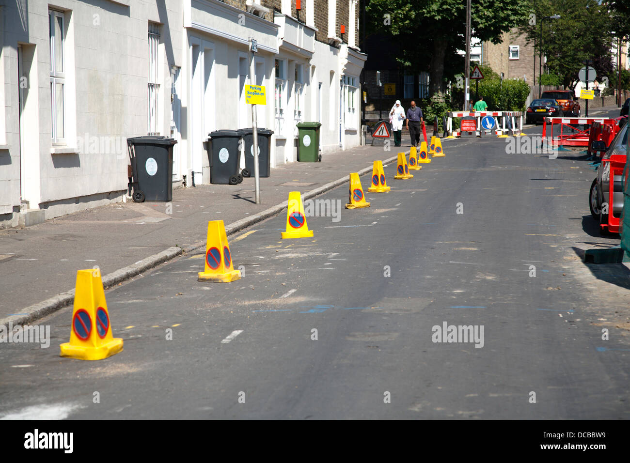 No parking cones in an East End London side street Walthamstow Stock