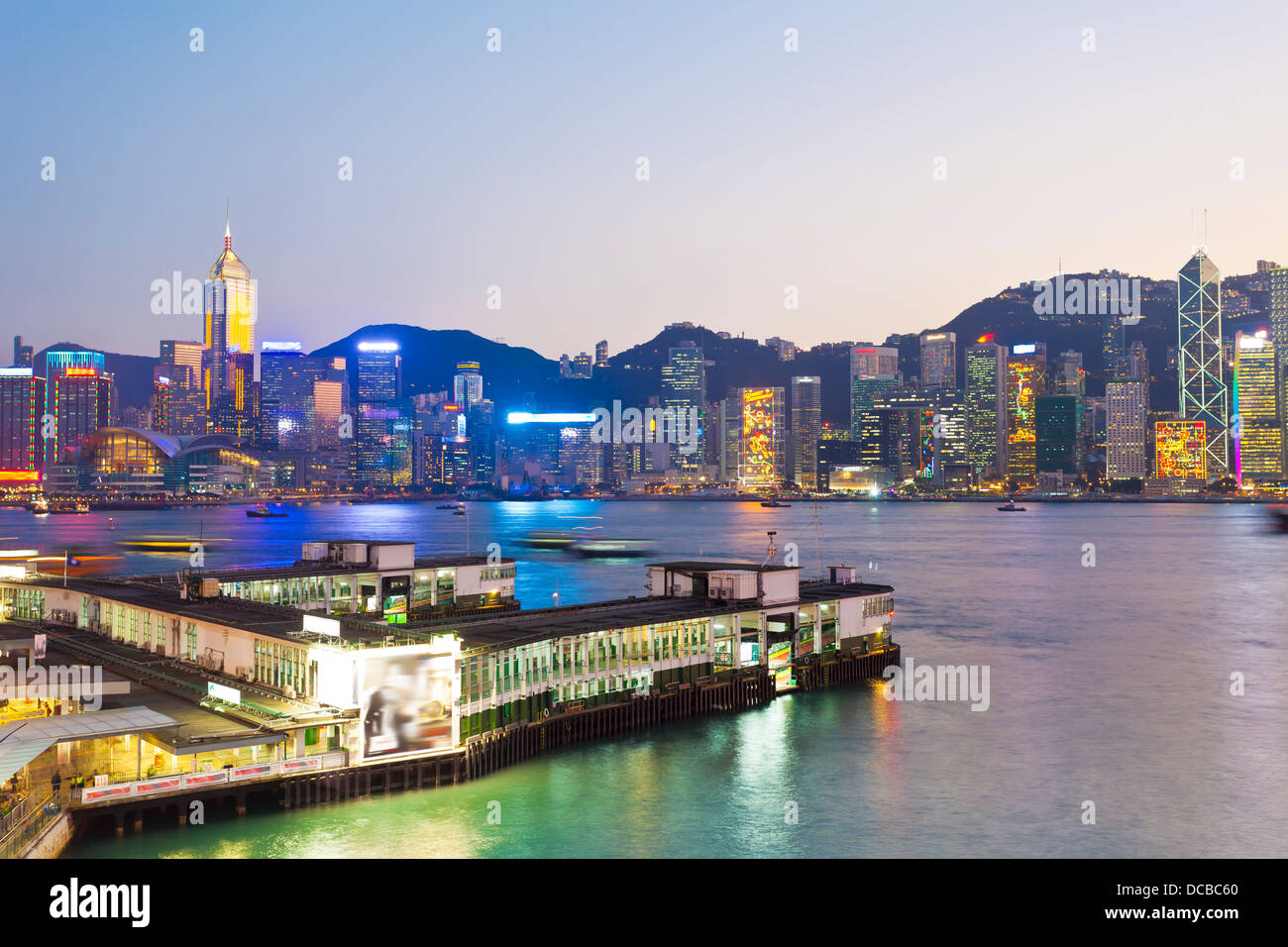 Hong Kong skyline at sunset Stock Photo - Alamy