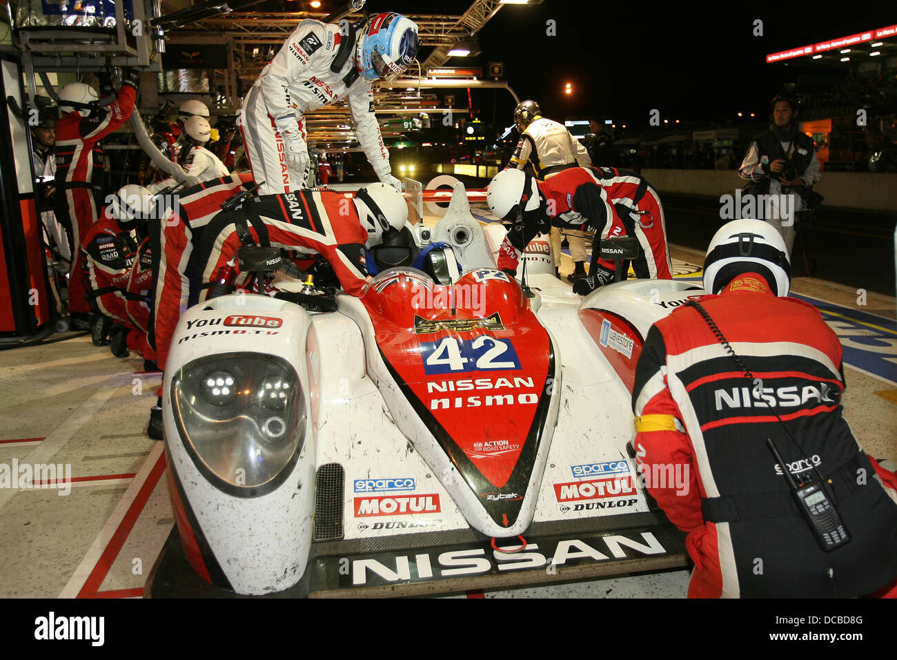 Nissan pit stop at the 2013 Le Mans 24 Hours. Stock Photo