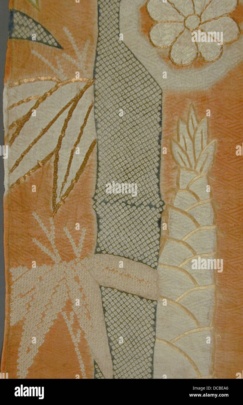 This fragment of a kosode kimono from LACMA showcases a delicate design ...