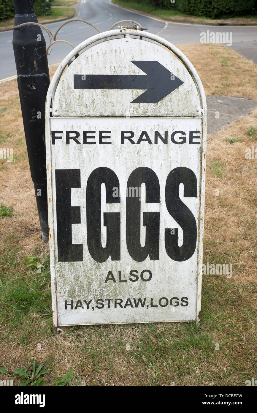 Free Range Eggs For Sale Sign Stock Photo Alamy