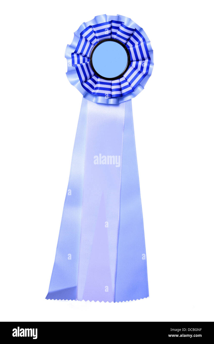 Beautiful blue and white ribbon for award or prize Stock Photo Alamy