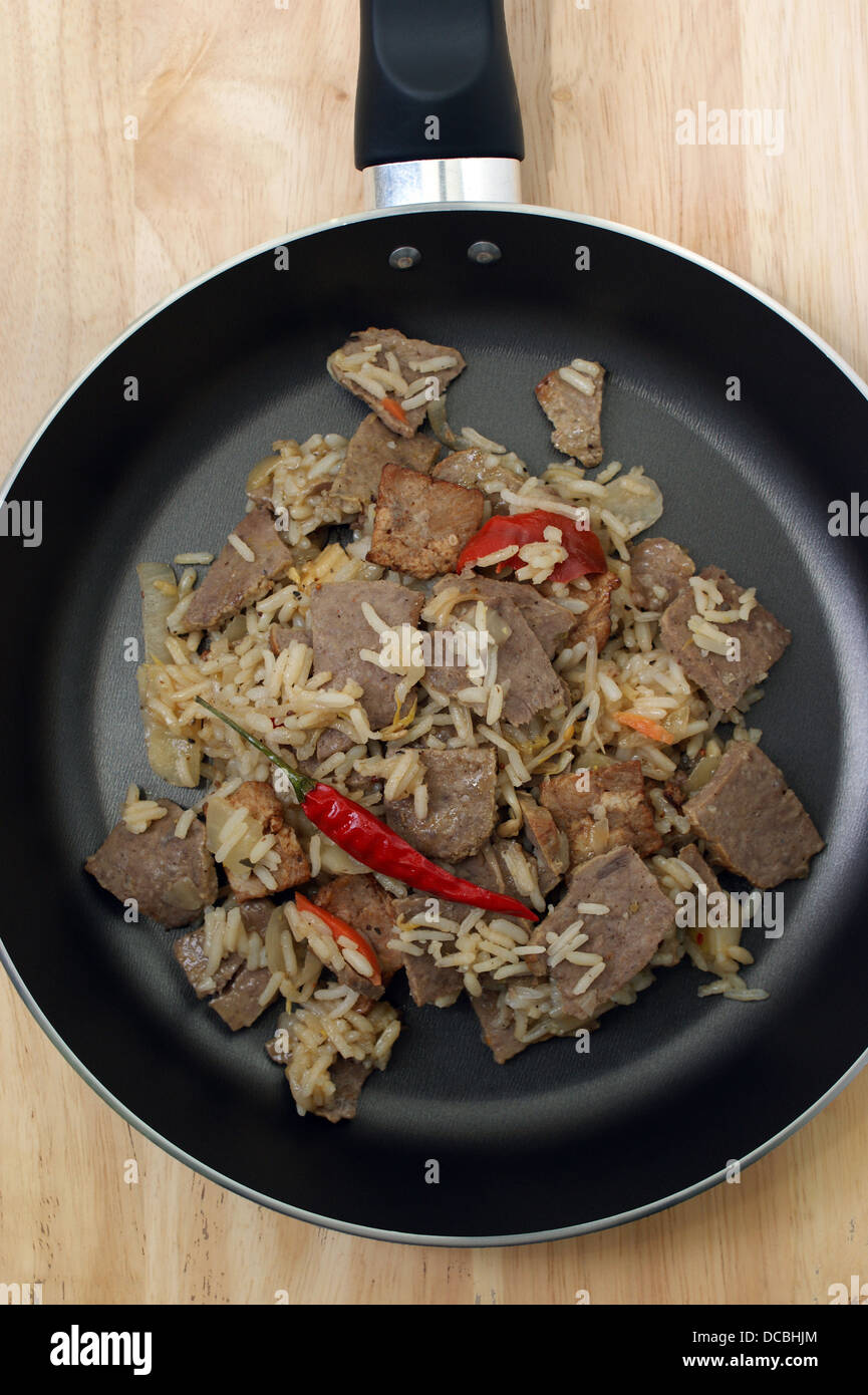 oriental style rice with organic beef Stock Photo Alamy
