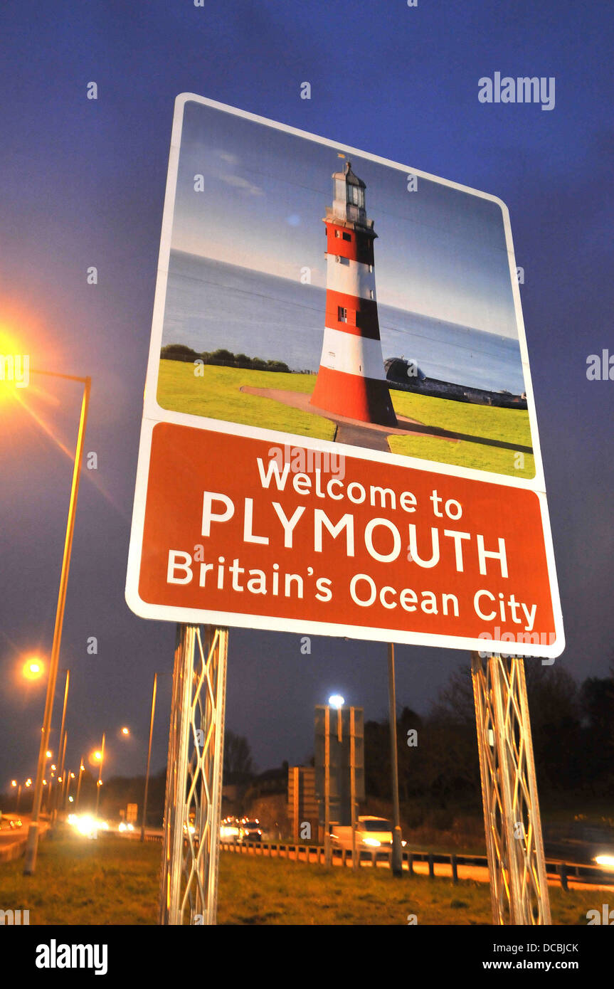 Welcome to Plymouth , Britains Ocean City . Stock Photo