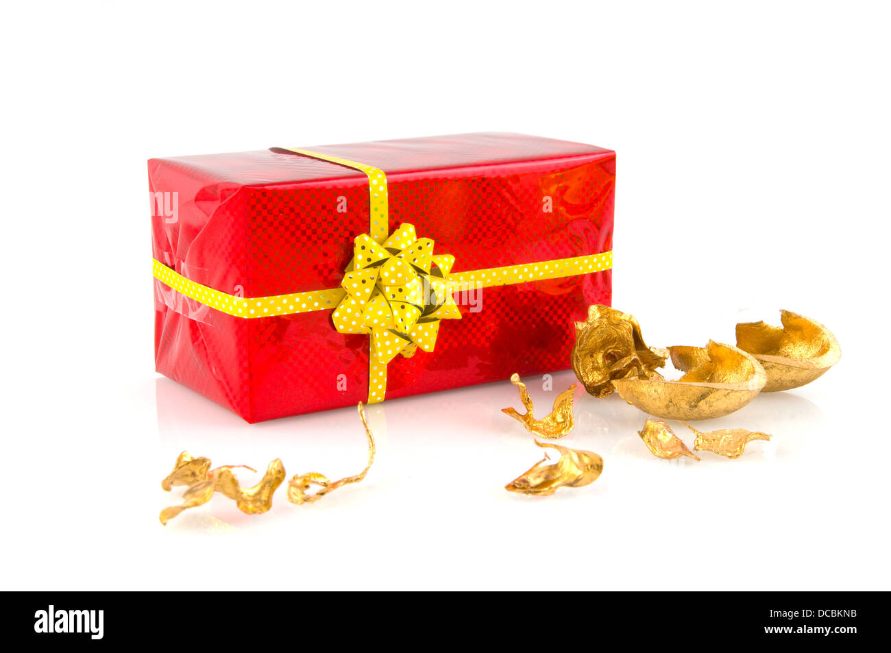 Luxury wrapped red present Stock Photo