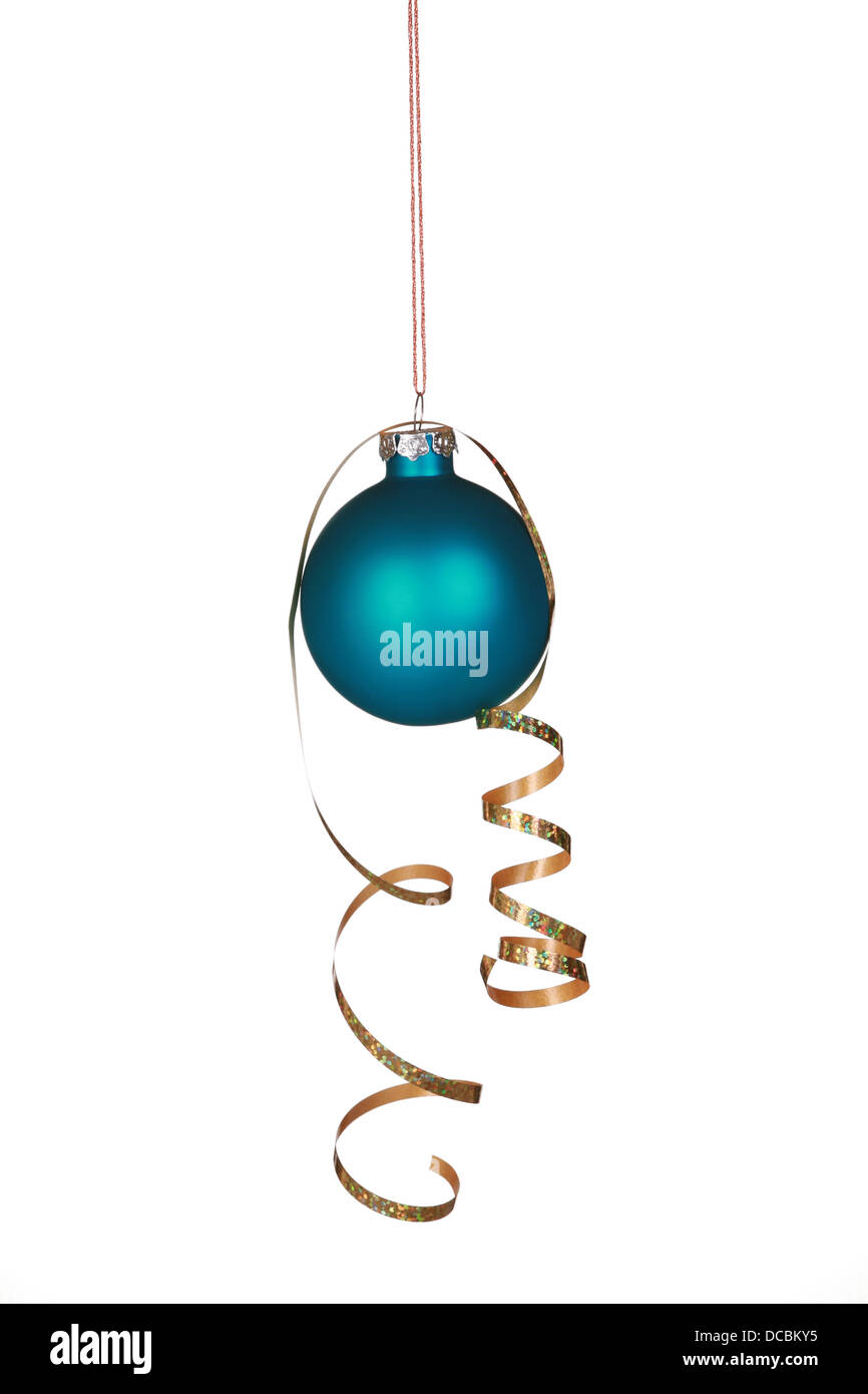 Beautiful blue ornament with ribbon Stock Photo - Alamy