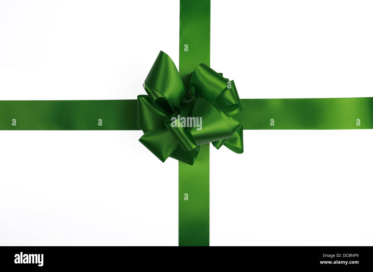 Green satin ribbon and bow Stock Photo Alamy