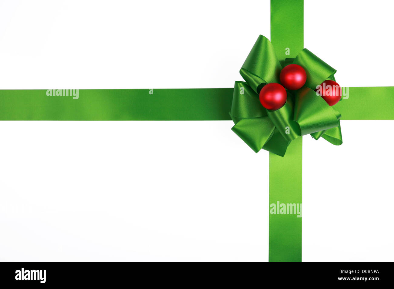 Green satin ribbon and bow Stock Photo Alamy