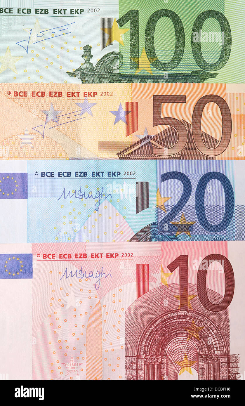 European Bank notes, Euro currency from Europe, Euros. Stock Photo