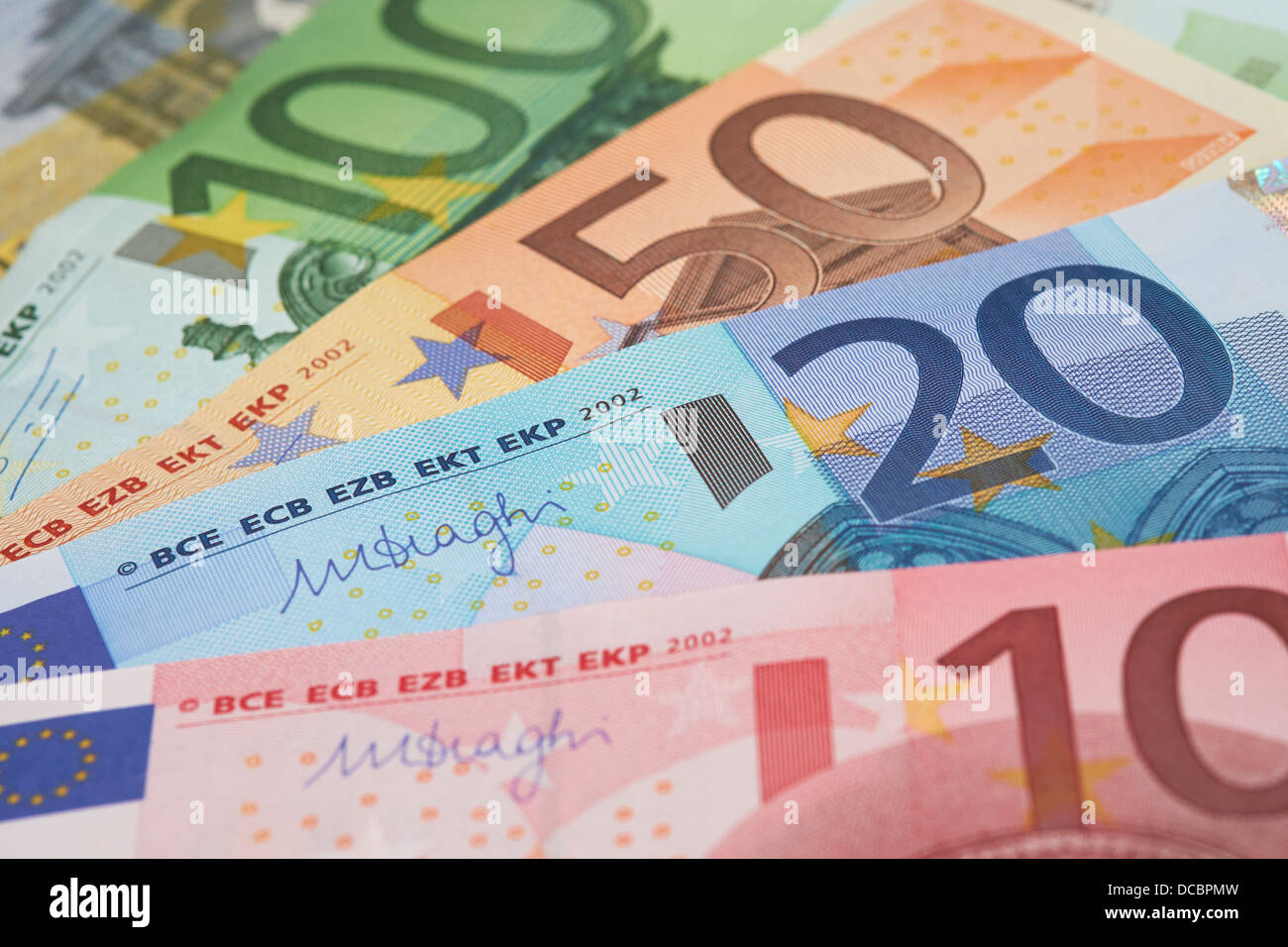 European Bank notes, Euro currency from Europe, Euros. Stock Photo
