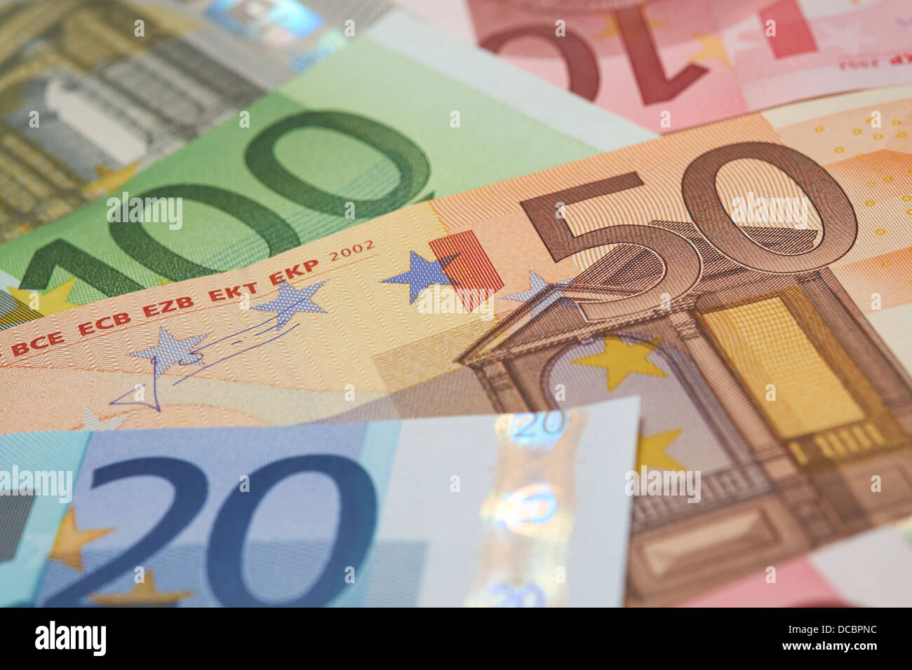 European Bank notes, Euro currency from Europe, Euros. Stock Photo