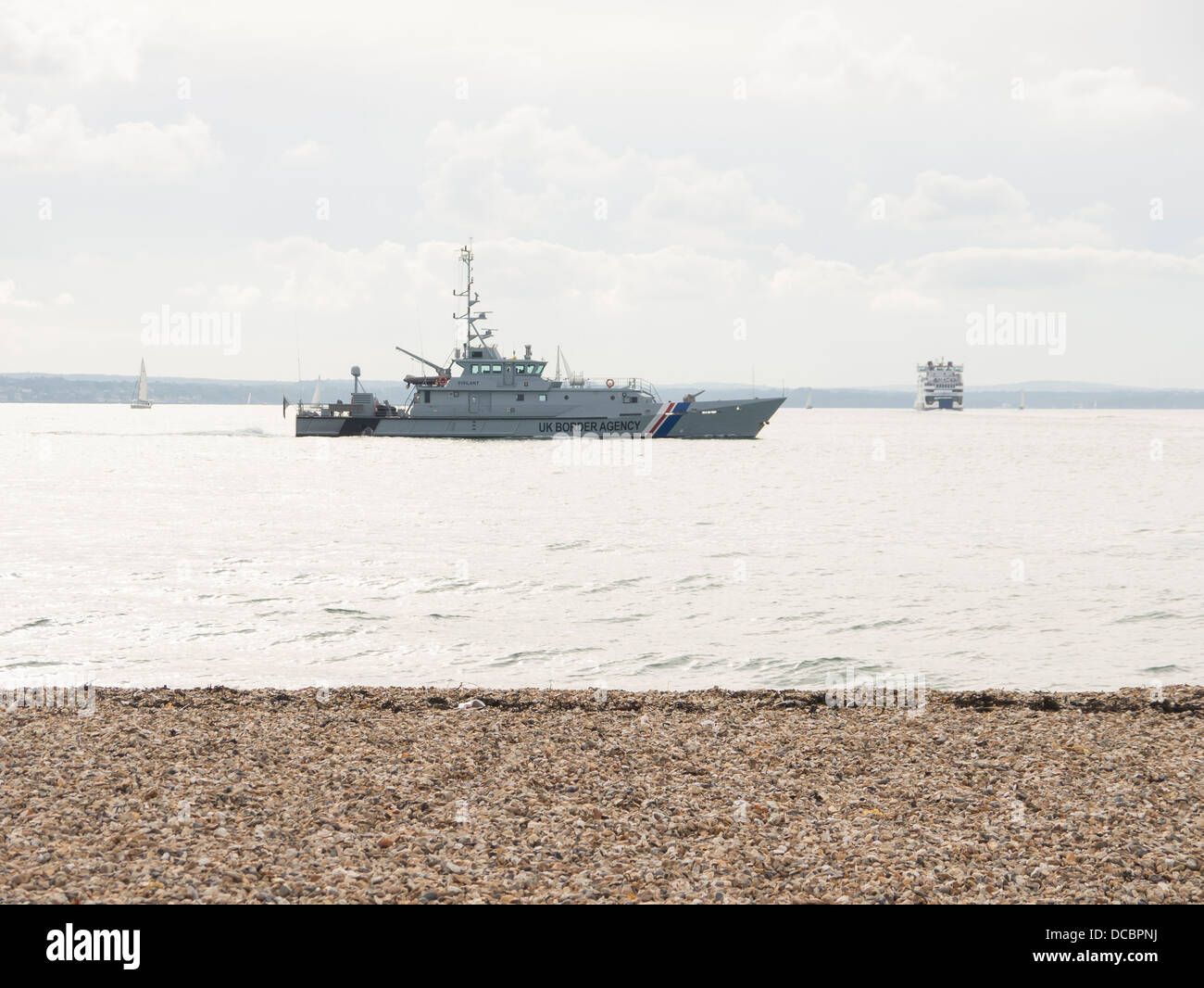 HMC Vigilant a UK Border Agency operated ship patrolling the Solent Stock Photo