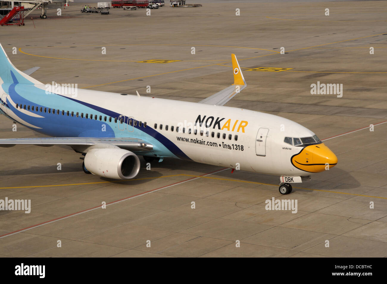 Low cost airline Nok Air parking at Don Muang airport Stock Photo