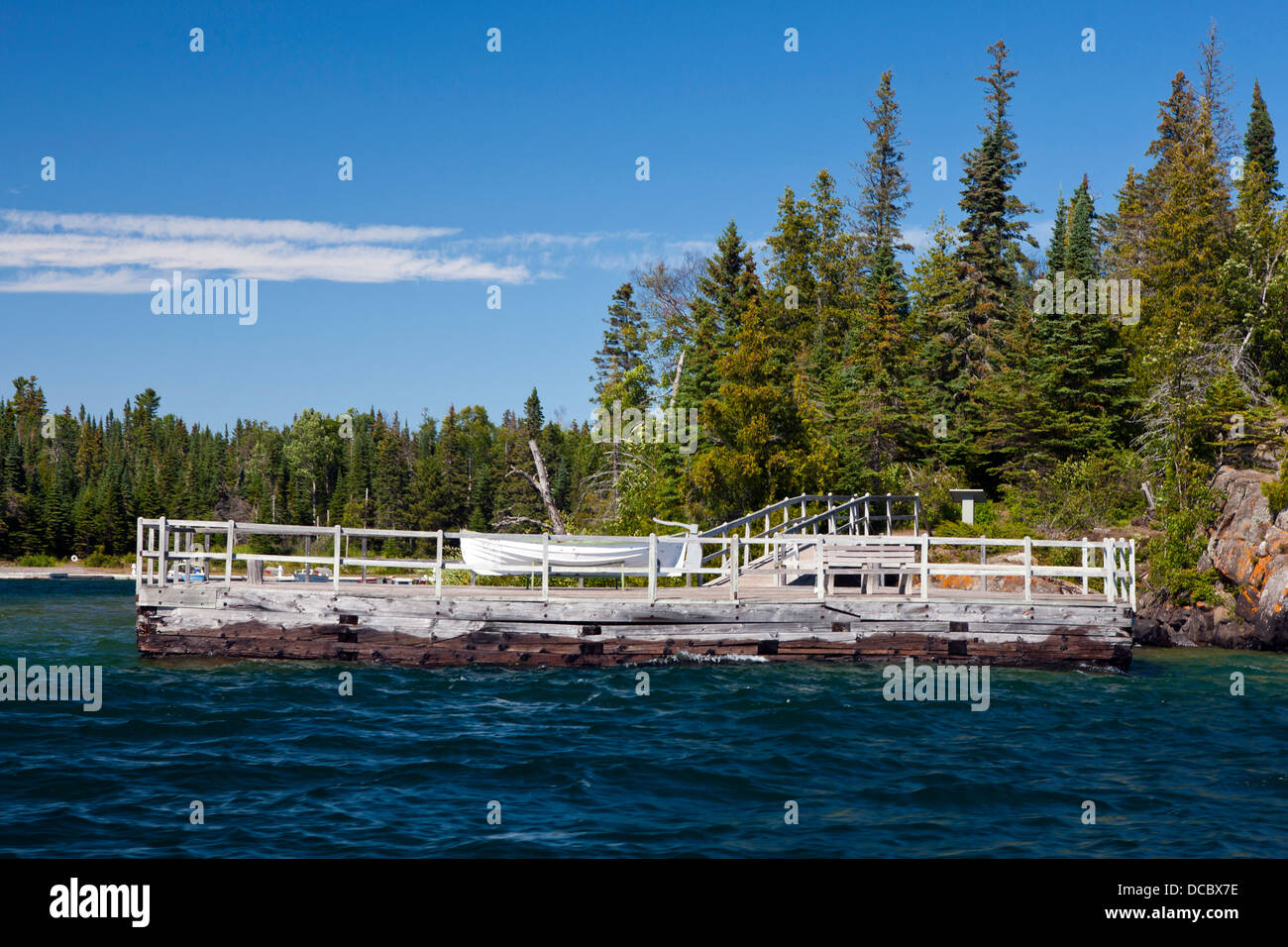 America Dock, Rock Harbor, Isle Royale National Park, Michigan, United States of America Stock Photo