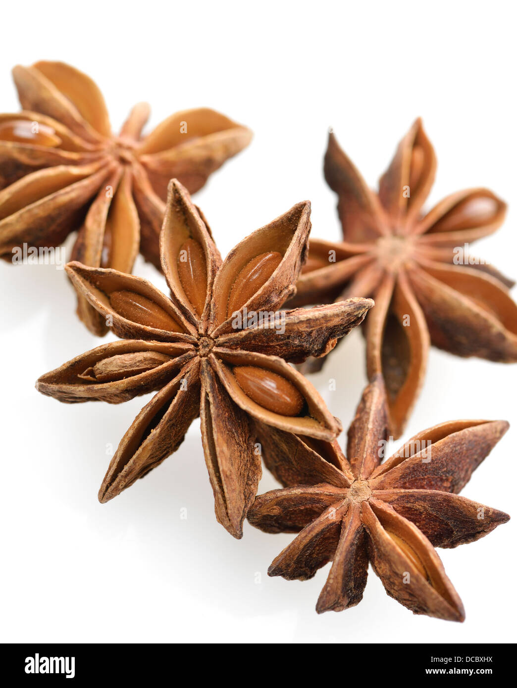Anise Stars On White Background Stock Photo