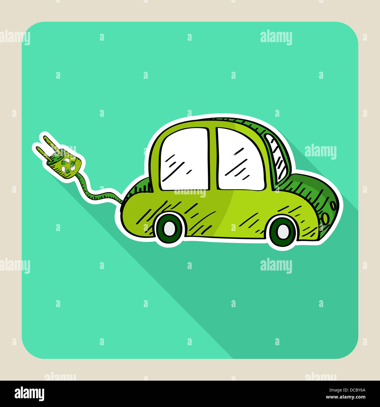 Hand Drawn Green Eco Friendly Car Vector File Layered For Easy Editing Hand Drawn Green Eco Friendly Car Vector File Layered For Easy Editing
