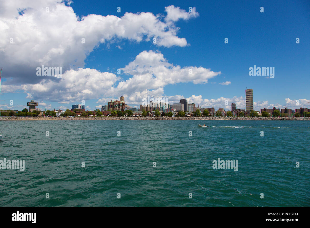 Lake Erie and the skyline of Buffalo New York United States Stock Photo