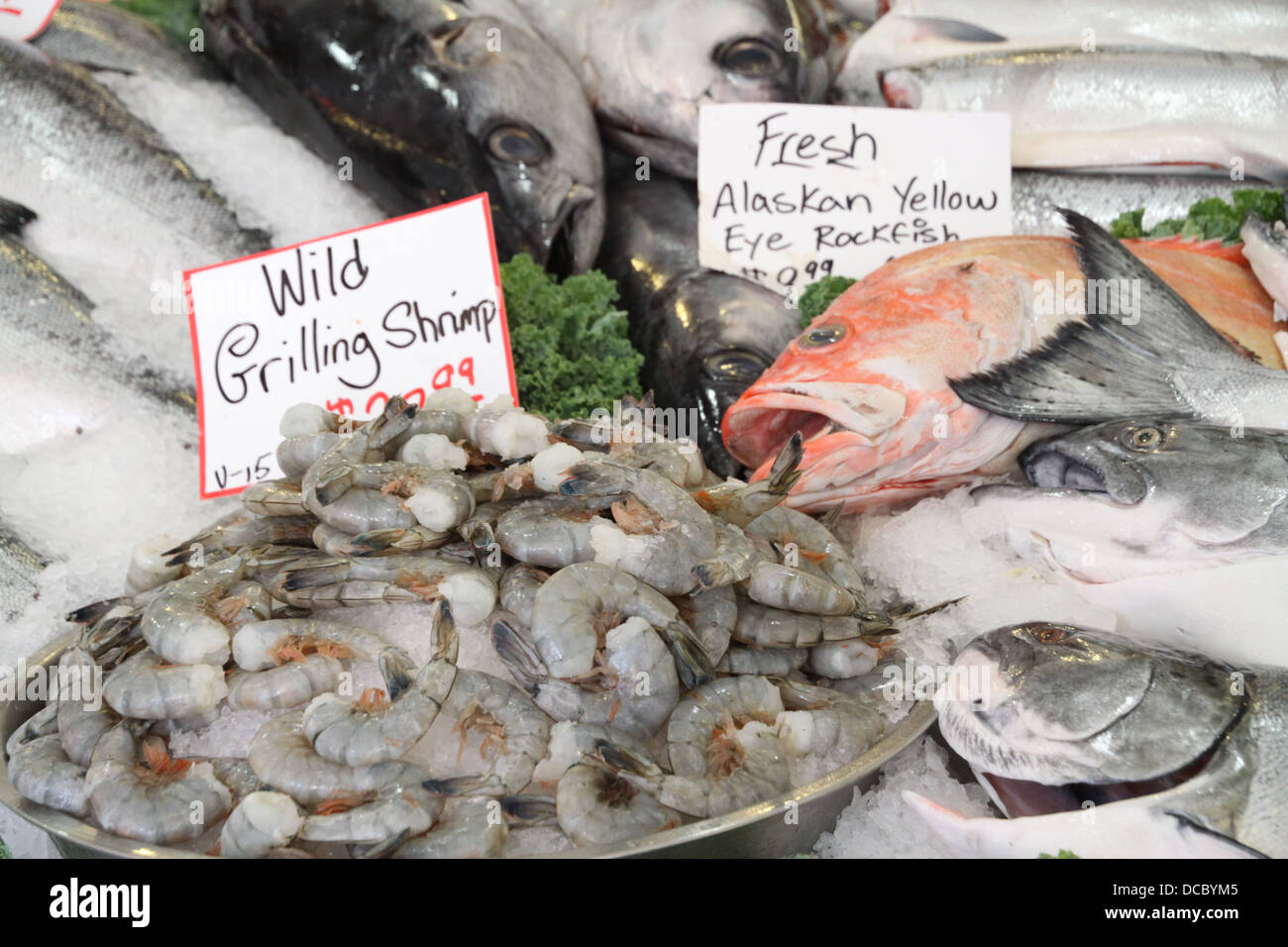 Fresh seafood for sale at market Stock Photo Alamy