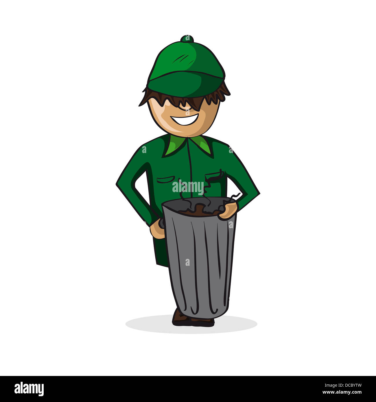 Profession career trash man, work success illustration. Vector file layered for easy personalization. Stock Photo
