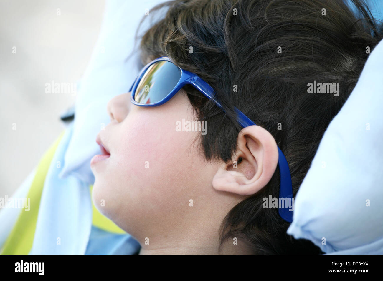 Toddler boy with sunglasses Stock Photo