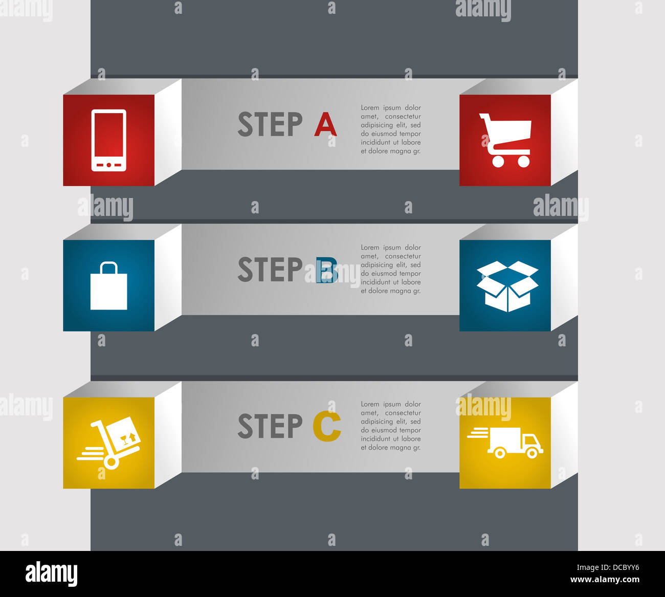 Web shopping and shipping info graphic icons steps. Vector file layered ...