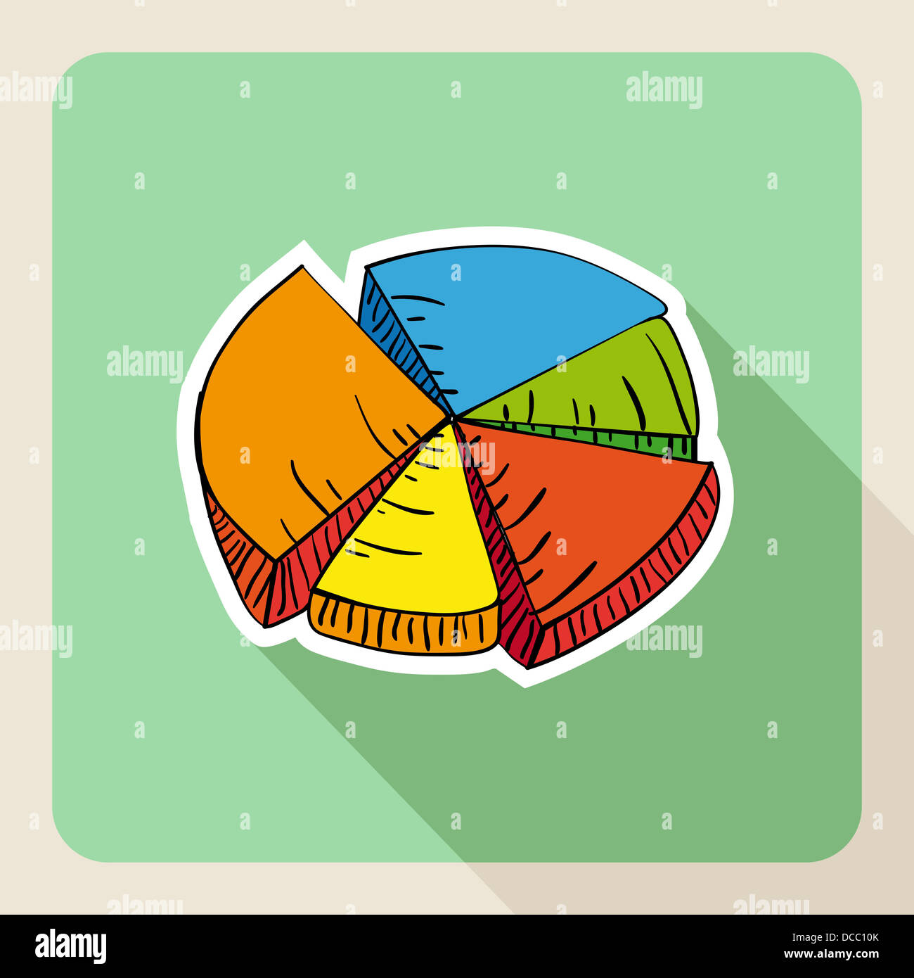 Colorful sketch style circular graphic flat icon. Vector file layered for easy editing. Stock Photo