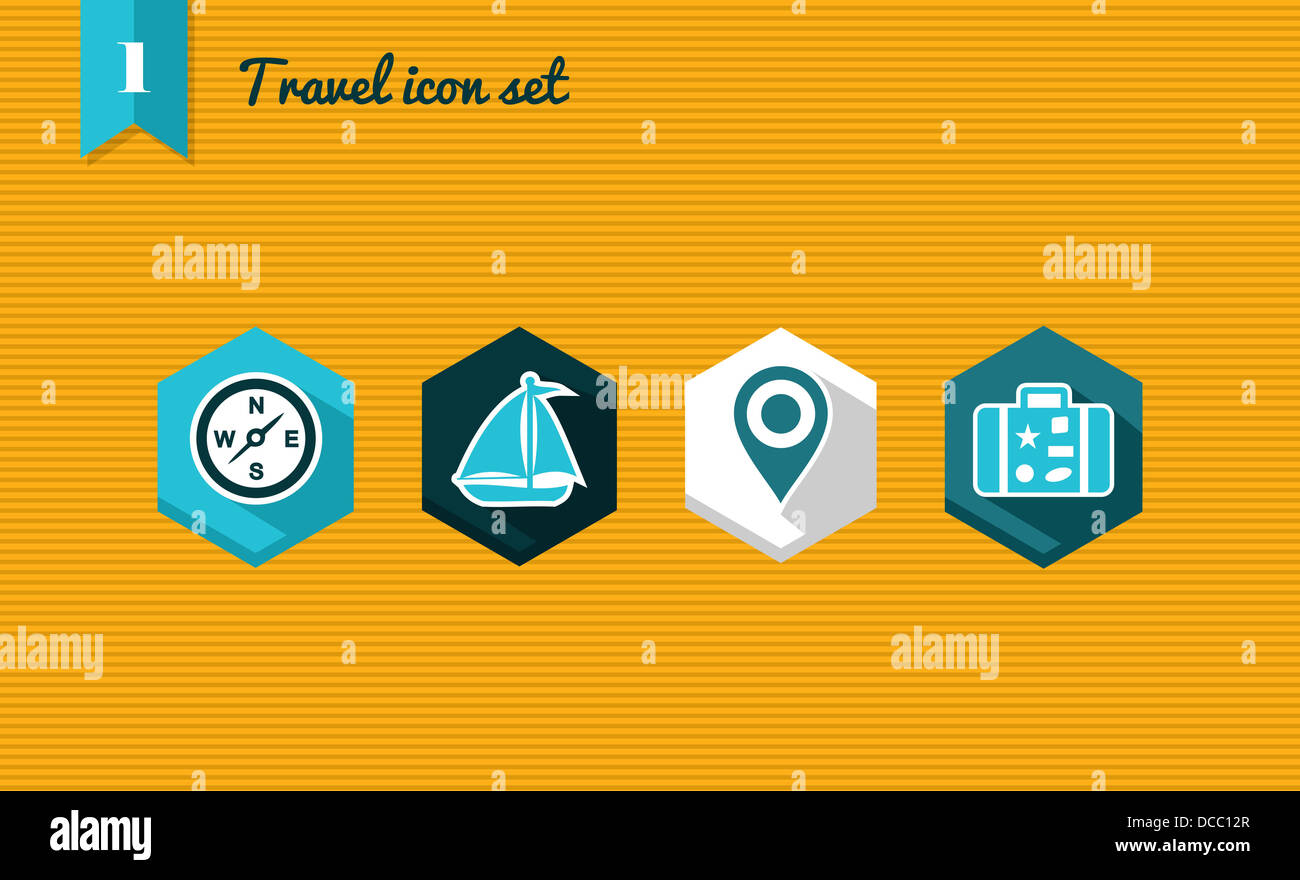 Travel flat icon set, vacations details destination web app. Vector ...