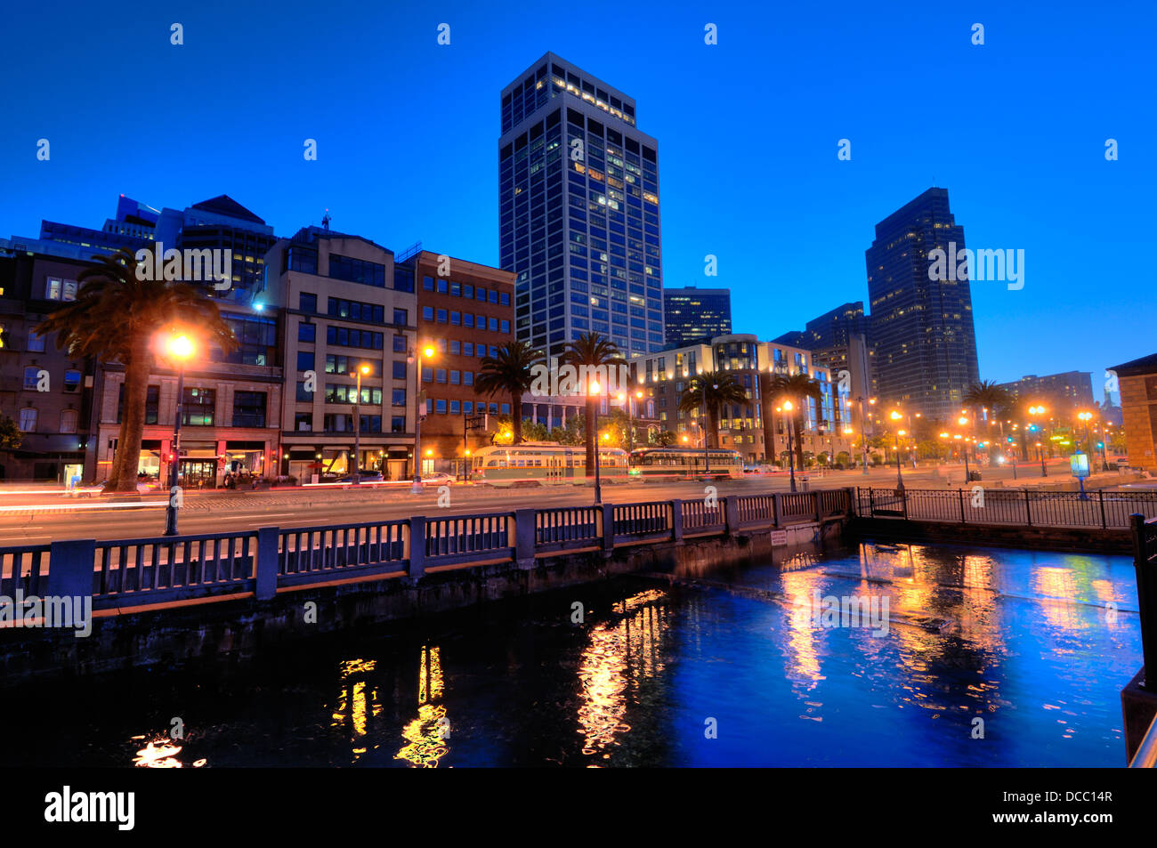 San Francisco Embarcadero at night Stock Photo - Alamy