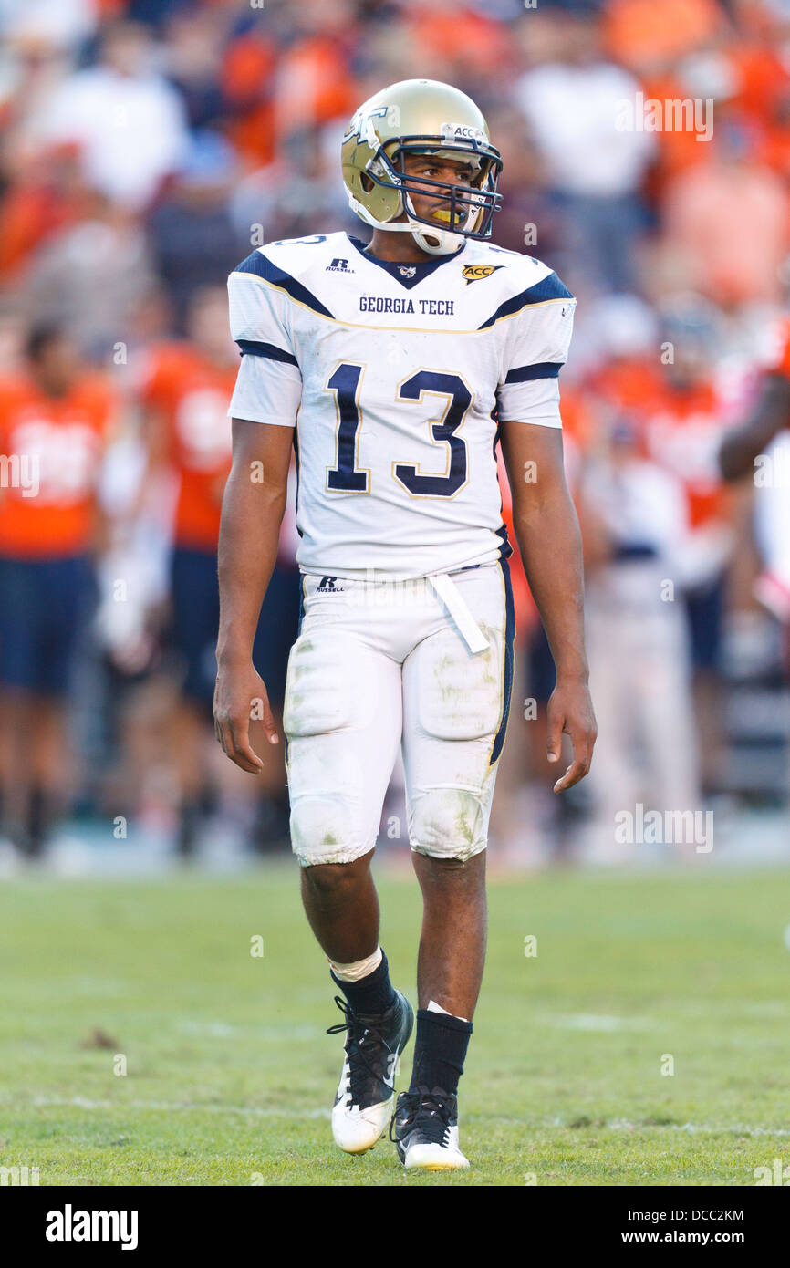 Georgia Tech Yellow Jackets quarterback Tevin Washington (13) after a play against the Virginia Cavaliers during the third quart Stock Photo
