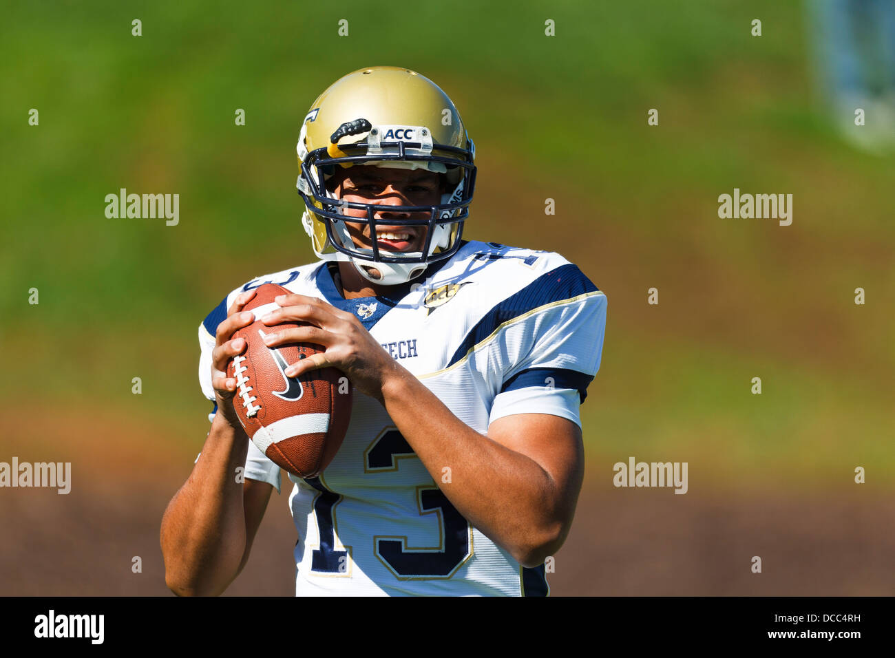 Georgia Tech Yellow Jackets quarterback Tevin Washington (13) warms up before the game against the Virginia Cavaliers at Scott S Stock Photo