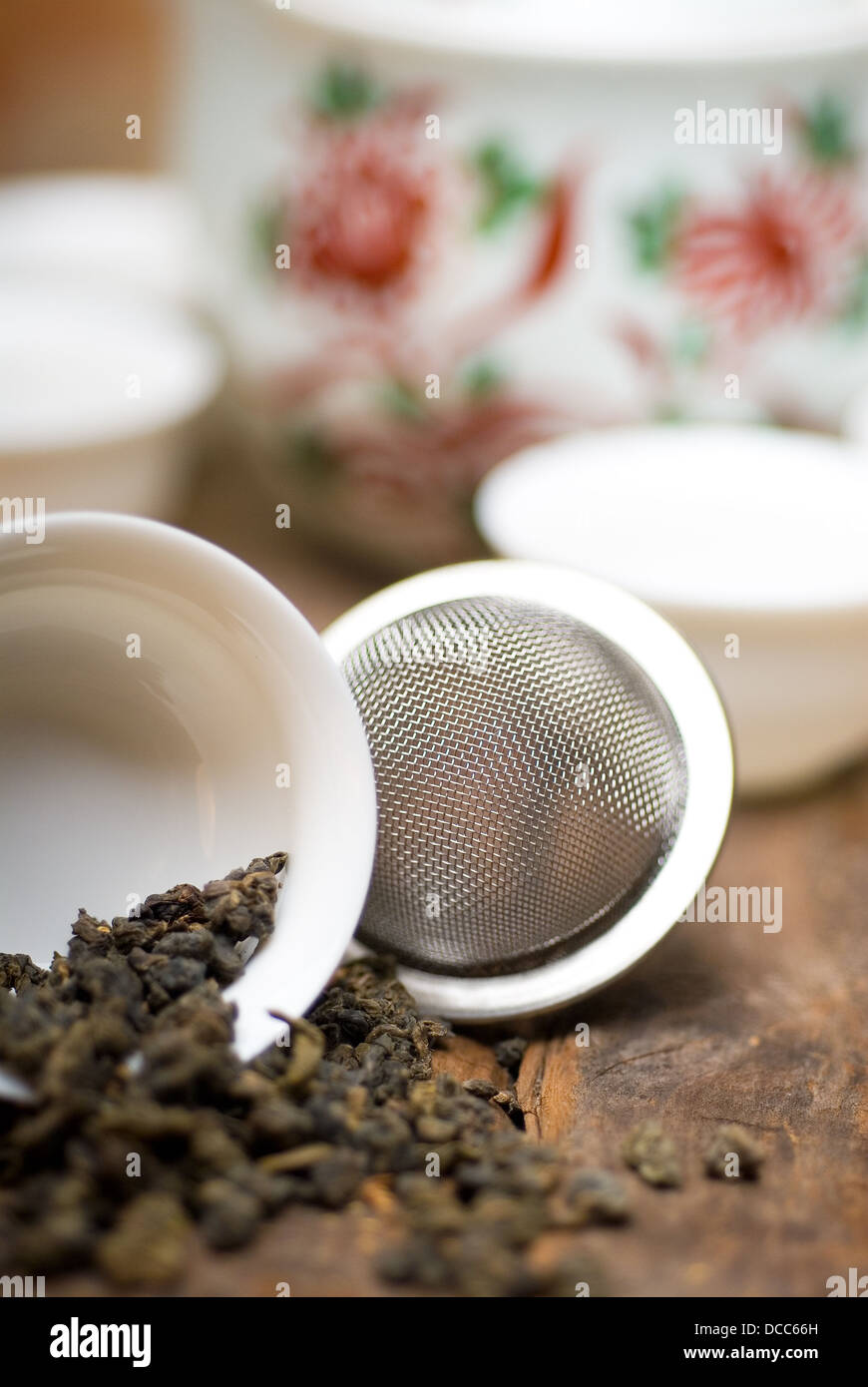 green chinese tea set Stock Photo Alamy